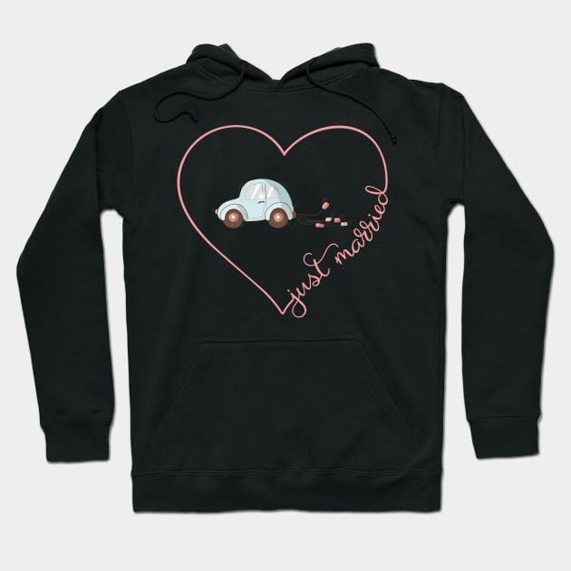 Just married car Honeymoon Couple Matching Gift Hoodie by gogo-jr